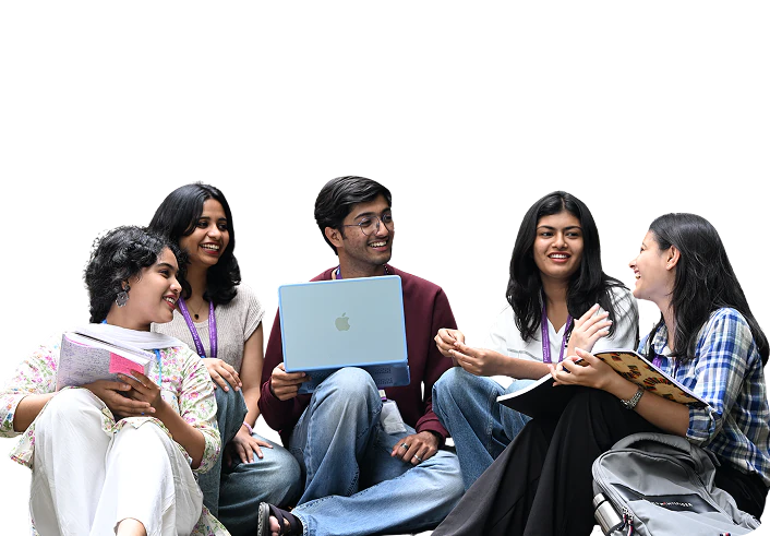 Students sitting on floor with laptop
